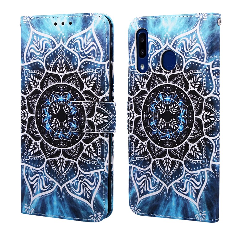 Pattern Printing Wallet Leather Stand Cover for Samsung Galaxy A30/A20 - Mandala-3