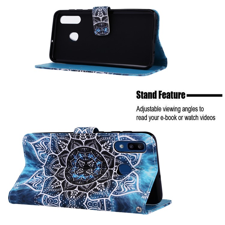 Pattern Printing Wallet Leather Stand Cover for Samsung Galaxy A30/A20 - Mandala-4