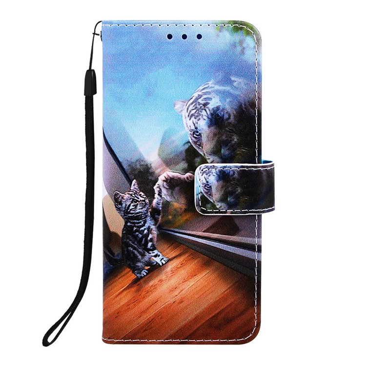 Pattern Printing Wallet Leather Stand Cover for Samsung Galaxy A30/A20 - Cat and Tiger-2