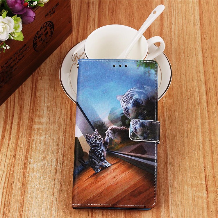 Pattern Printing Wallet Leather Stand Cover for Samsung Galaxy A30/A20 - Cat and Tiger-8