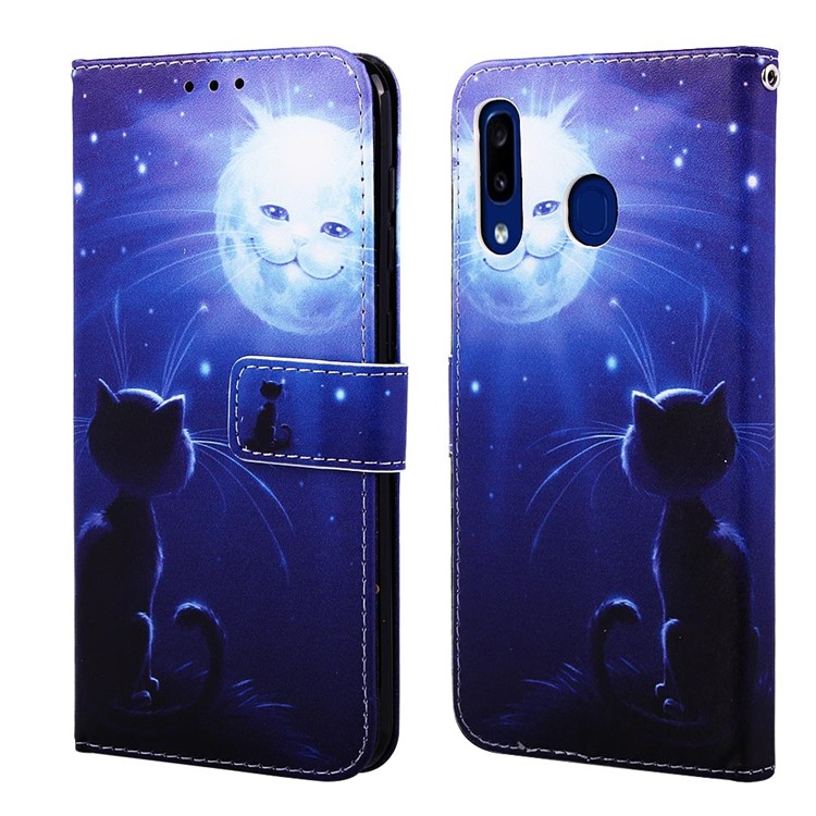Pattern Printing Wallet Leather Stand Cover for Samsung Galaxy A30/A20 - Cat-3