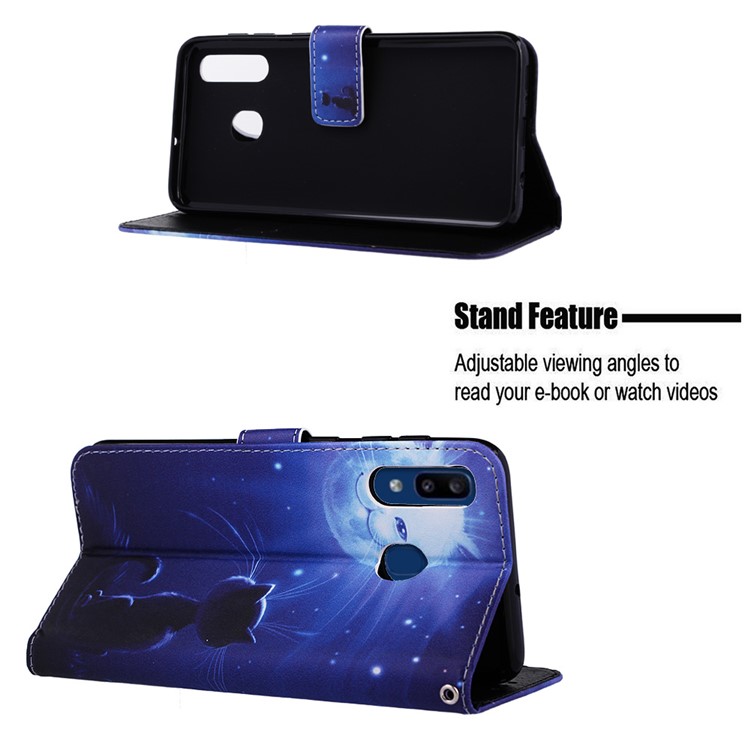 Pattern Printing Wallet Leather Stand Cover for Samsung Galaxy A30/A20 - Cat-4