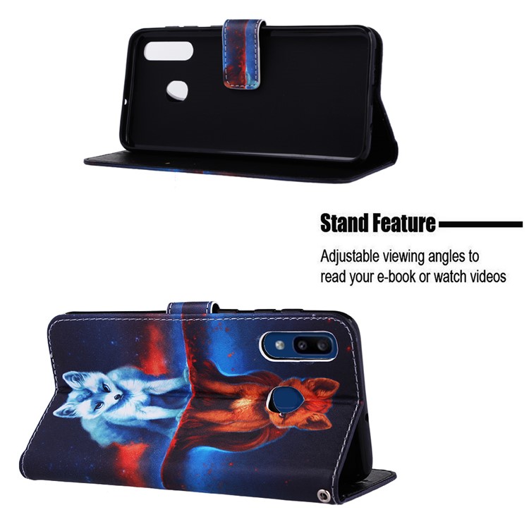 Pattern Printing Wallet Leather Stand Cover for Samsung Galaxy A30/A20 - Fox-4