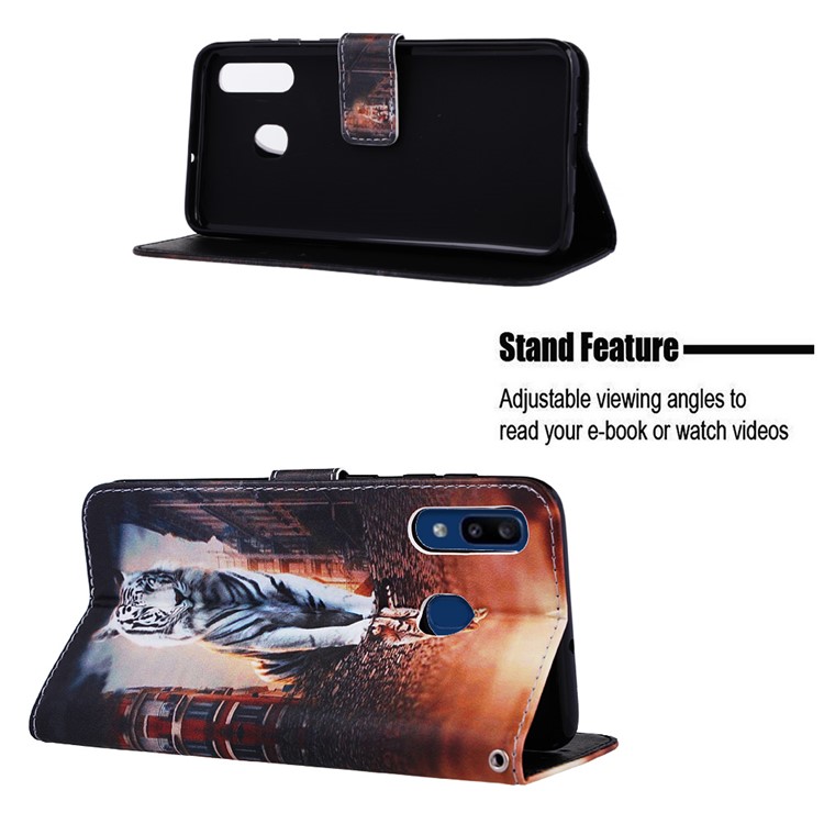 Pattern Printing Wallet Leather Stand Cover for Samsung Galaxy A30/A20 - Reflection In The Water-4