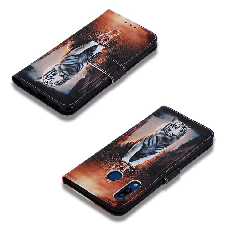 Pattern Printing Wallet Leather Stand Cover for Samsung Galaxy A30/A20 - Reflection In The Water-7