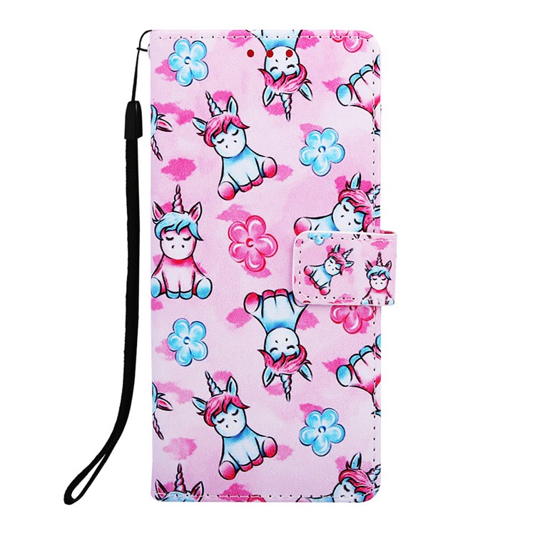 Pattern Printing Wallet Stand Leather Casing for Samsung Galaxy M20 - Unicorns and Flower-2