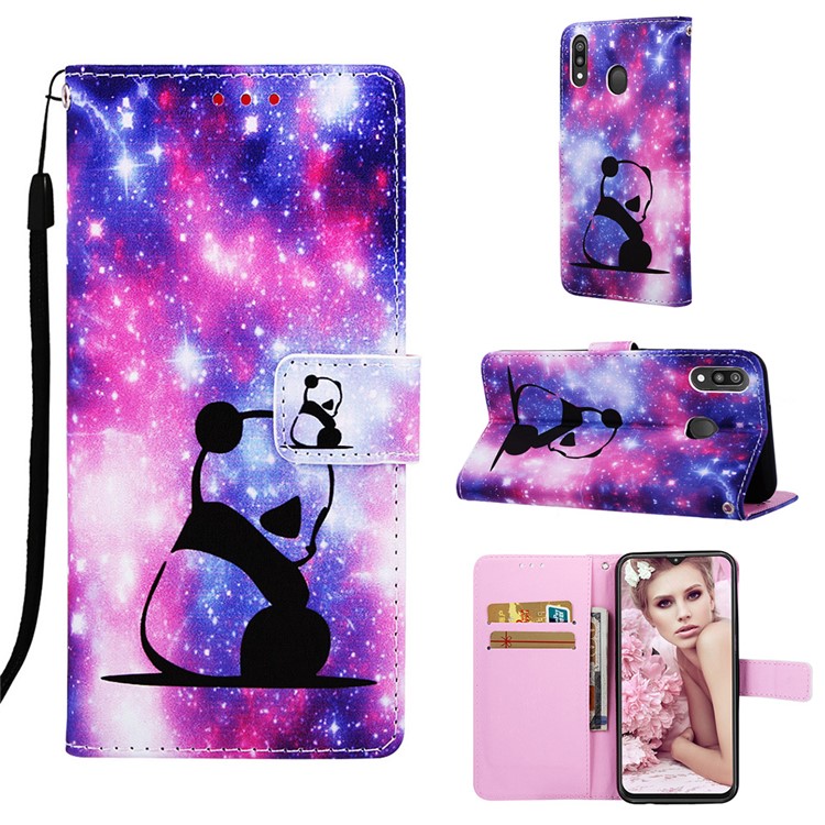 

Pattern Printing Wallet Stand Leather Casing for Samsung Galaxy M20 - Panda, Galaxy M20