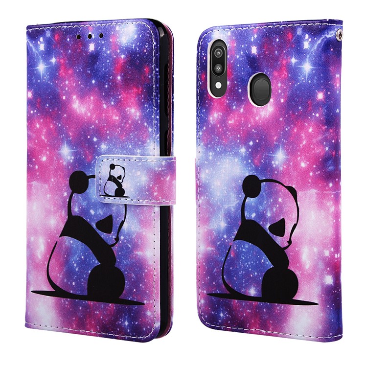 Pattern Printing Wallet Stand Leather Casing for Samsung Galaxy M20 - Panda-3