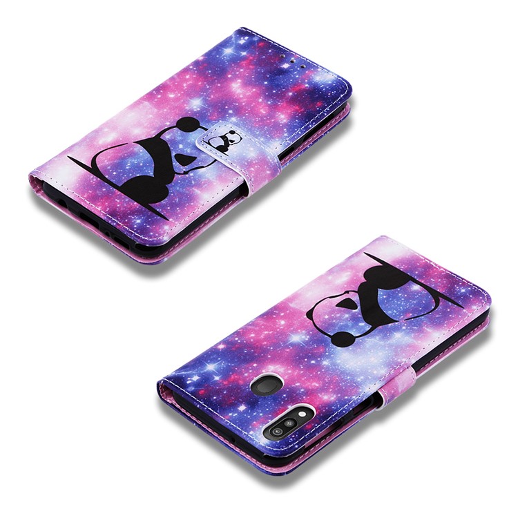 Pattern Printing Wallet Stand Leather Casing for Samsung Galaxy M20 - Panda-7