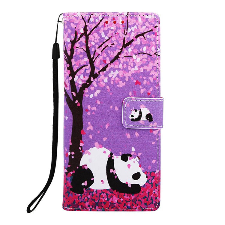 Pattern Printing Wallet Stand Leather Casing for Samsung Galaxy M20 - Panda Under The Tree-2