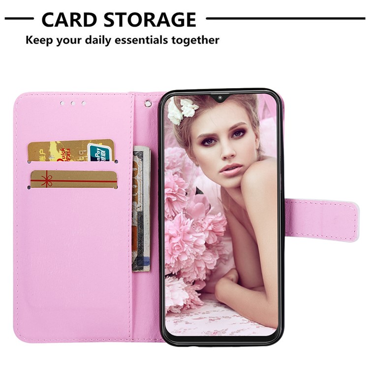 Pattern Printing Wallet Stand Leather Casing for Samsung Galaxy M20 - Panda Under The Tree-6