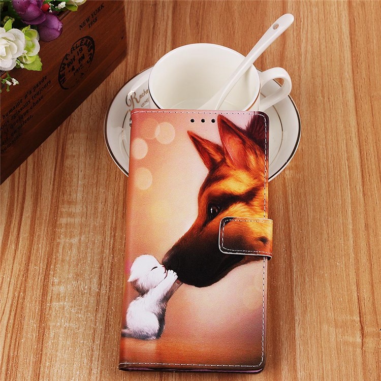 Pattern Printing Wallet Stand Leather Casing for Samsung Galaxy M20 - Cat and Dog-8
