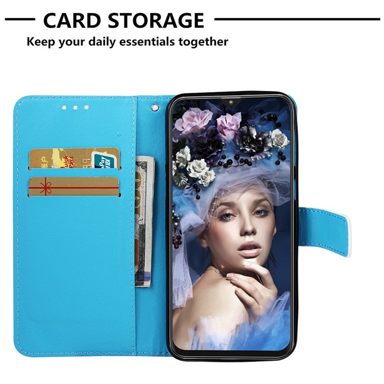 Pattern Printing Wallet Stand Leather Casing for Samsung Galaxy M20 - Butterflies-6