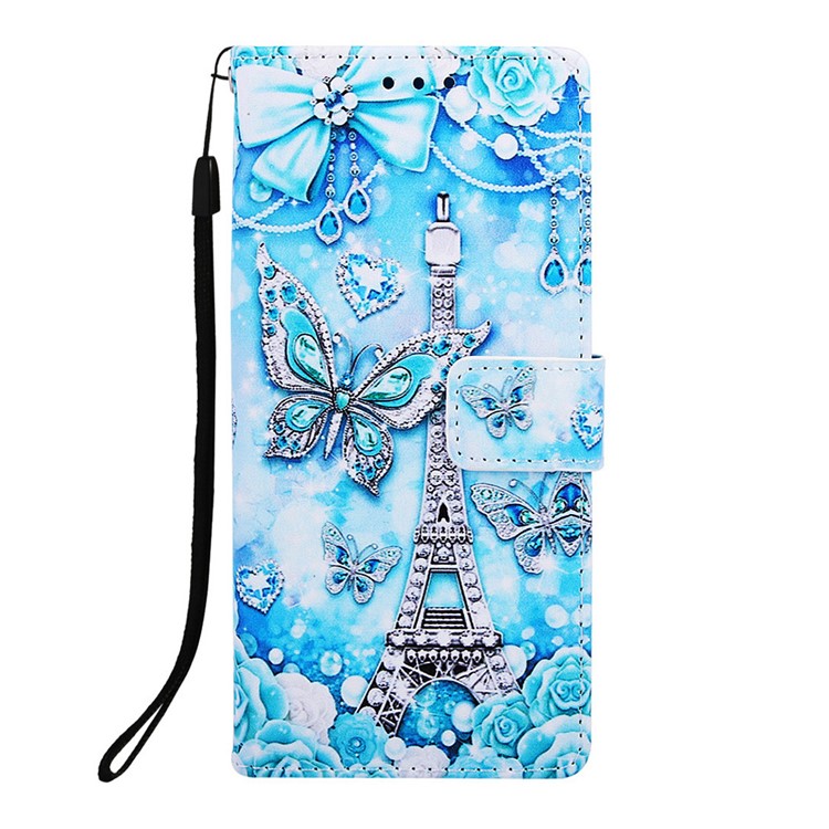 Pattern Printing Wallet Stand Leather Casing for Samsung Galaxy M20 - Eiffel Tower-2