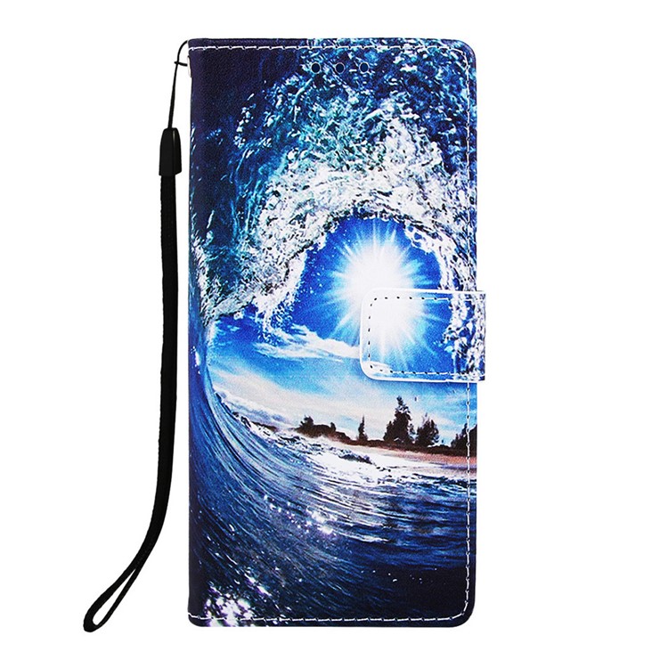 Pattern Printing Wallet Stand Leather Casing for Samsung Galaxy M20 - Wave-2