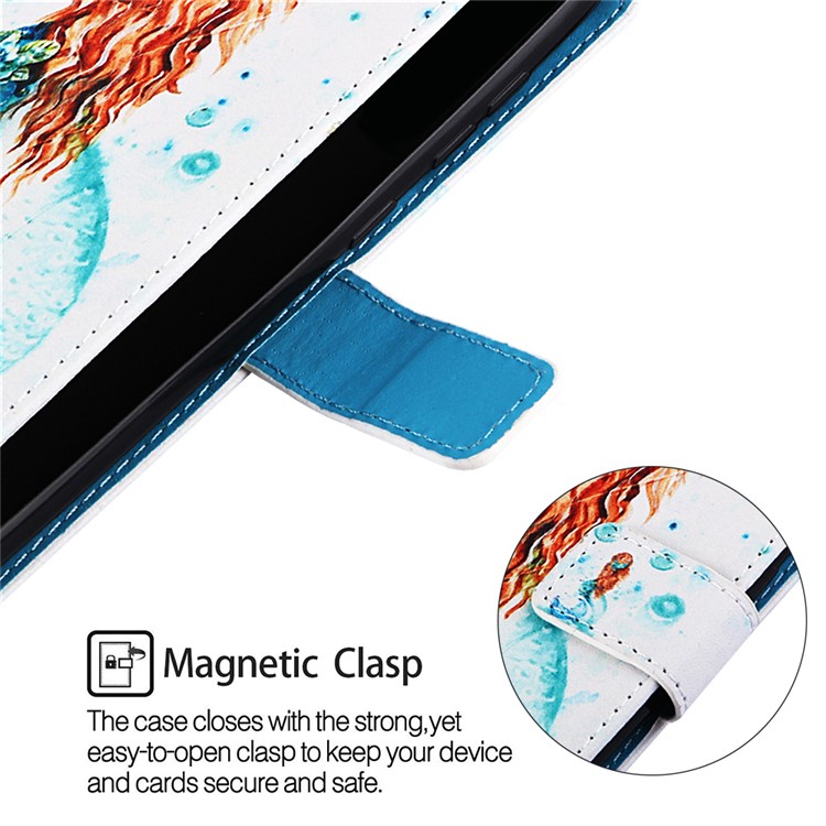 Pattern Printing Wallet Stand Leather Casing for Samsung Galaxy M20 - Mermaid-5