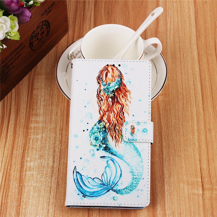Pattern Printing Wallet Stand Leather Casing for Samsung Galaxy M20 - Mermaid-8