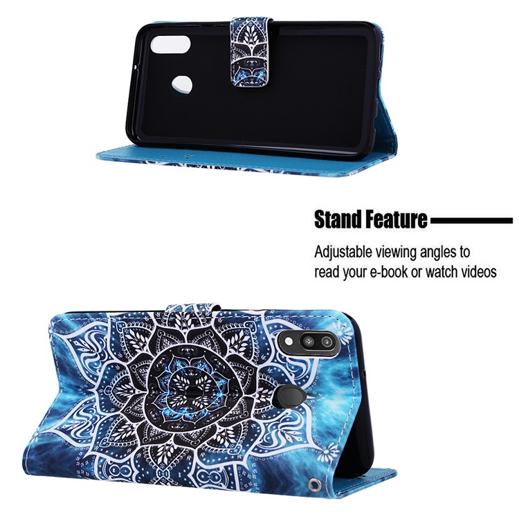 Pattern Printing Wallet Stand Leather Casing for Samsung Galaxy M20 - Mandala-4