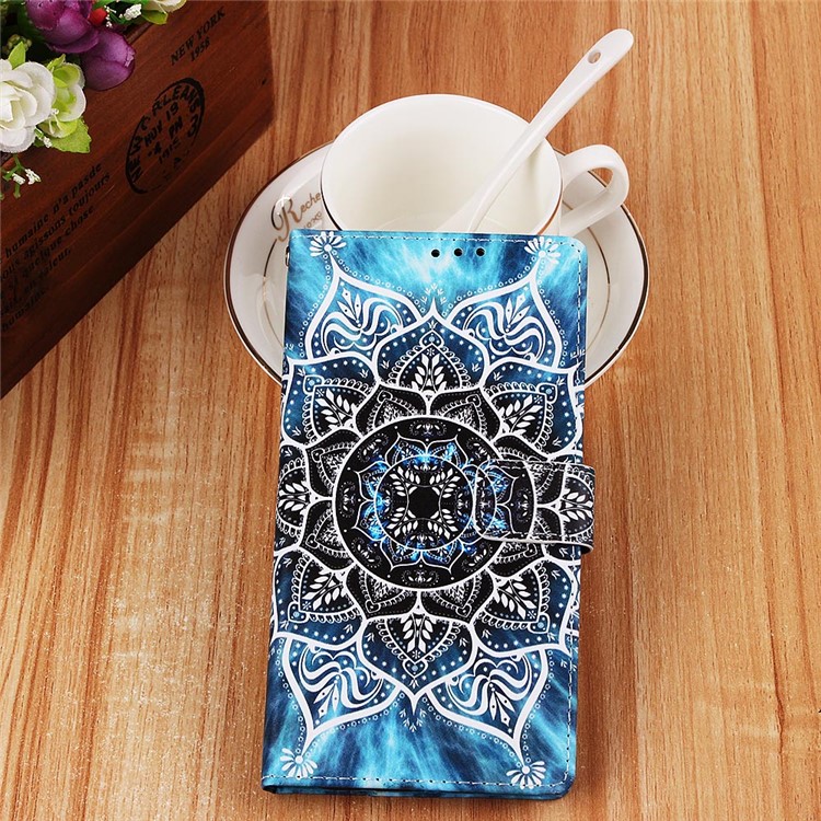 Pattern Printing Wallet Stand Leather Casing for Samsung Galaxy M20 - Mandala-8