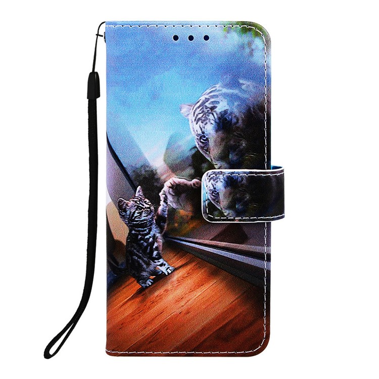 Pattern Printing Wallet Stand Leather Casing for Samsung Galaxy M20 - Cat and Tiger-2