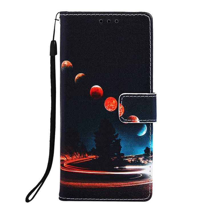 Pattern Printing Wallet Stand Leather Casing for Samsung Galaxy M20 - Moon-2