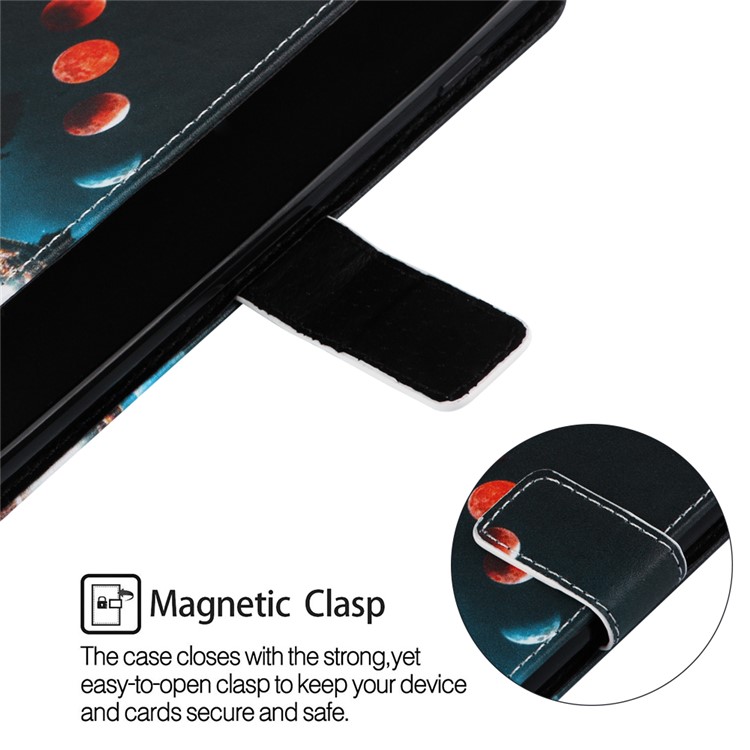 Pattern Printing Wallet Stand Leather Casing for Samsung Galaxy M20 - Moon-5