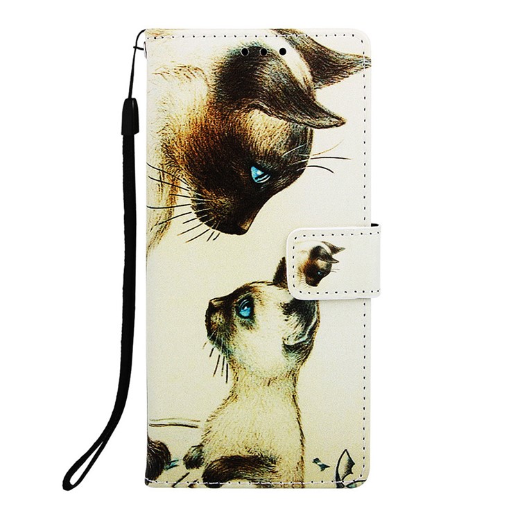 Pattern Printing Wallet Stand Leather Casing for Samsung Galaxy M20 - Cat Mother and Baby-2