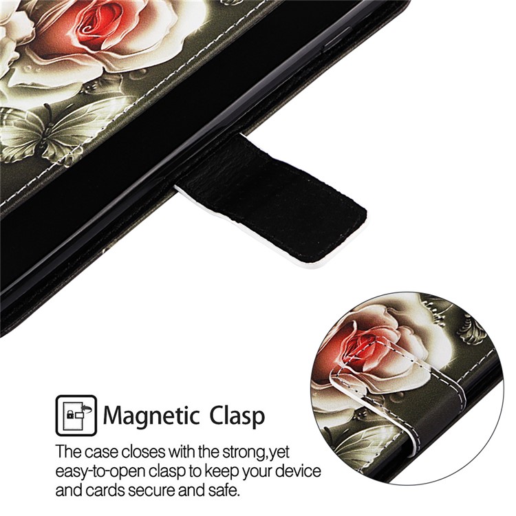 Pattern Printing Wallet Stand Leather Casing for Samsung Galaxy M20 - Vivid Flower-5
