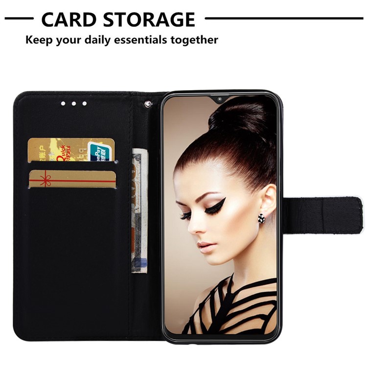 Pattern Printing Wallet Stand Leather Casing for Samsung Galaxy M20 - Vivid Flower-6