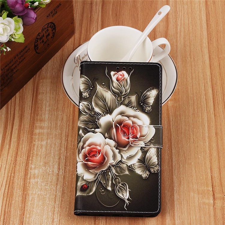 Pattern Printing Wallet Stand Leather Casing for Samsung Galaxy M20 - Vivid Flower-8