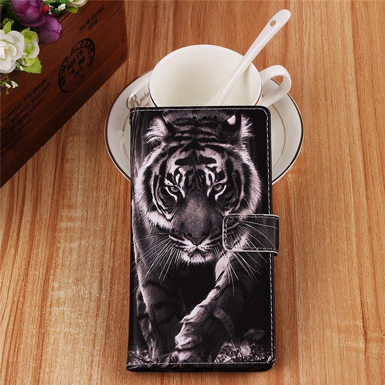 Pattern Printing Wallet Stand Leather Casing for Samsung Galaxy M20 - Tiger-2
