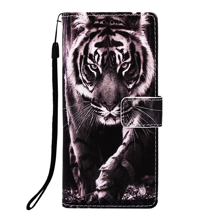 Pattern Printing Wallet Stand Leather Casing for Samsung Galaxy M20 - Tiger-3