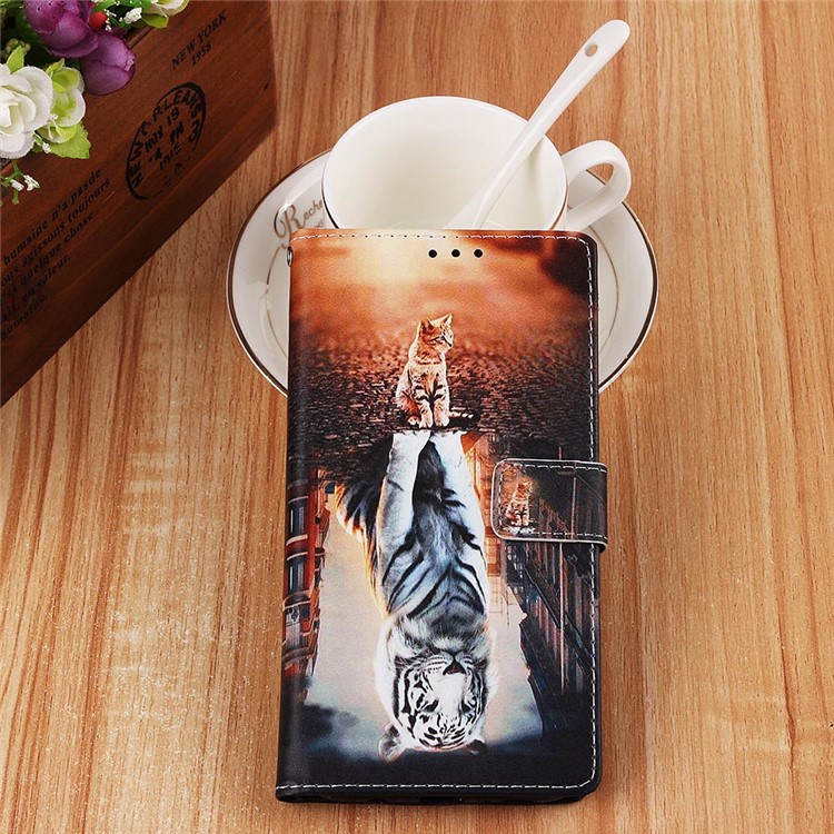Pattern Printing Wallet Stand Leather Casing for Samsung Galaxy M20 - Reflection In The Water-8