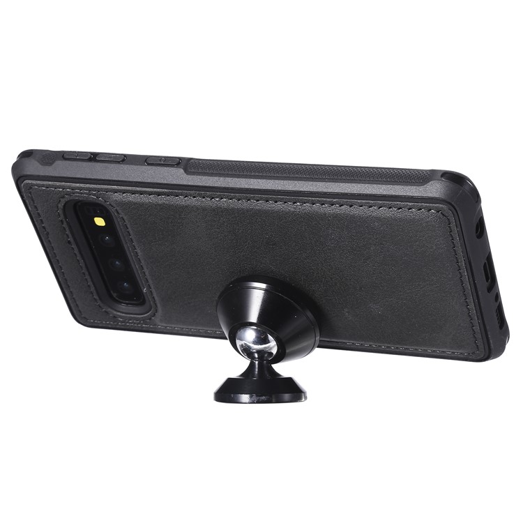 For Samsung Samsung Galaxy S10 PU leather Coated TPU Anti-drop Phone Cover (Built-in Magnetic Holder Metal Sheet) - Black-6