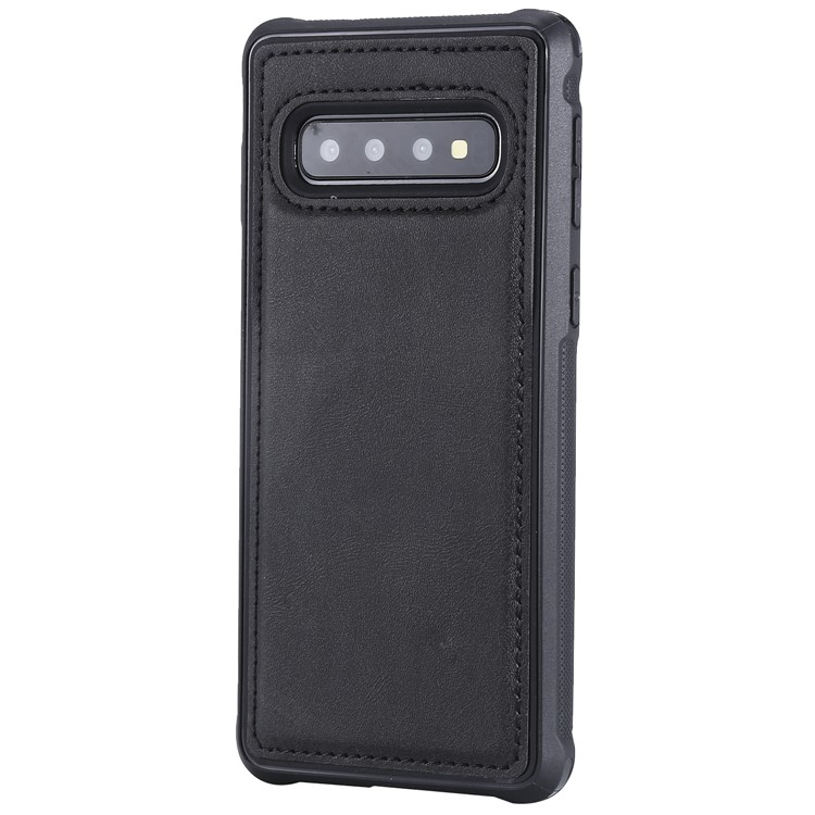 For Samsung Samsung Galaxy S10 PU leather Coated TPU Anti-drop Phone Cover (Built-in Magnetic Holder Metal Sheet) - Black-9