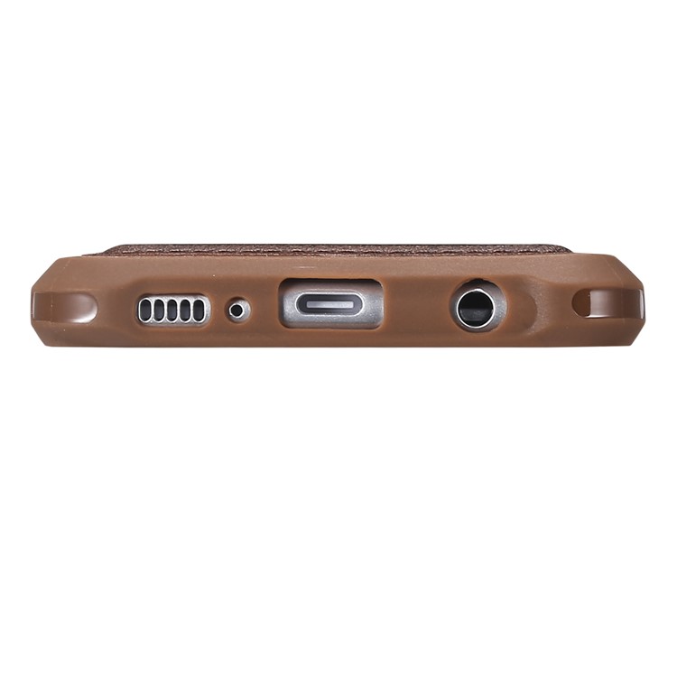 For Samsung Galaxy S10e PU leather Coated TPU Anti-drop Phone Cover (Built-in Magnetic Holder Metal Sheet) - Coffee-11