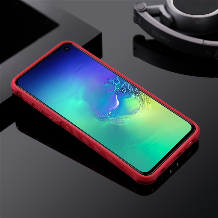 For Samsung Galaxy S10e PU leather Coated TPU Anti-drop Phone Cover (Built-in Magnetic Holder Metal Sheet) - Red-2