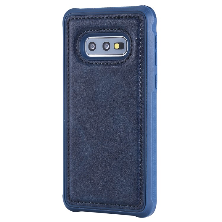 For Samsung Galaxy S10e PU leather Coated TPU Anti-drop Phone Cover (Built-in Magnetic Holder Metal Sheet) - Blue-3