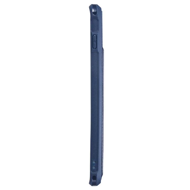 For Samsung Galaxy S10 Plus PU leather Coated TPU Anti-drop Phone Cover (Built-in Magnetic Holder Metal Sheet) - Blue-11