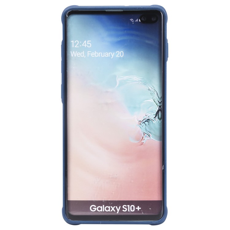 For Samsung Galaxy S10 Plus PU leather Coated TPU Anti-drop Phone Cover (Built-in Magnetic Holder Metal Sheet) - Blue-6