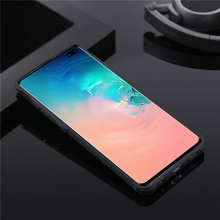 Para Samsung Galaxy S10 Além De Couro PU Capa De Telefone Anti-queda TPU Revestido (built-in Suporte Magnético De Metal) - Preto-2