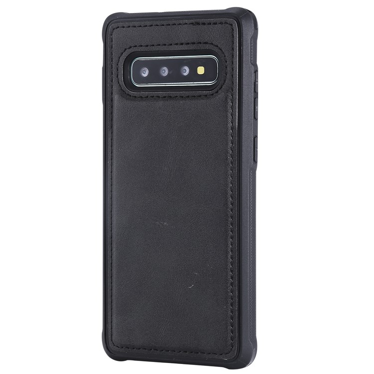 Para Samsung Galaxy S10 Além De Couro PU Capa De Telefone Anti-queda TPU Revestido (built-in Suporte Magnético De Metal) - Preto-3