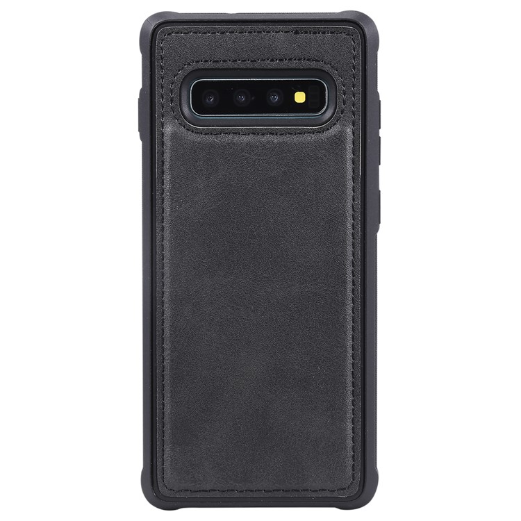 Para Samsung Galaxy S10 Além De Couro PU Capa De Telefone Anti-queda TPU Revestido (built-in Suporte Magnético De Metal) - Preto-4