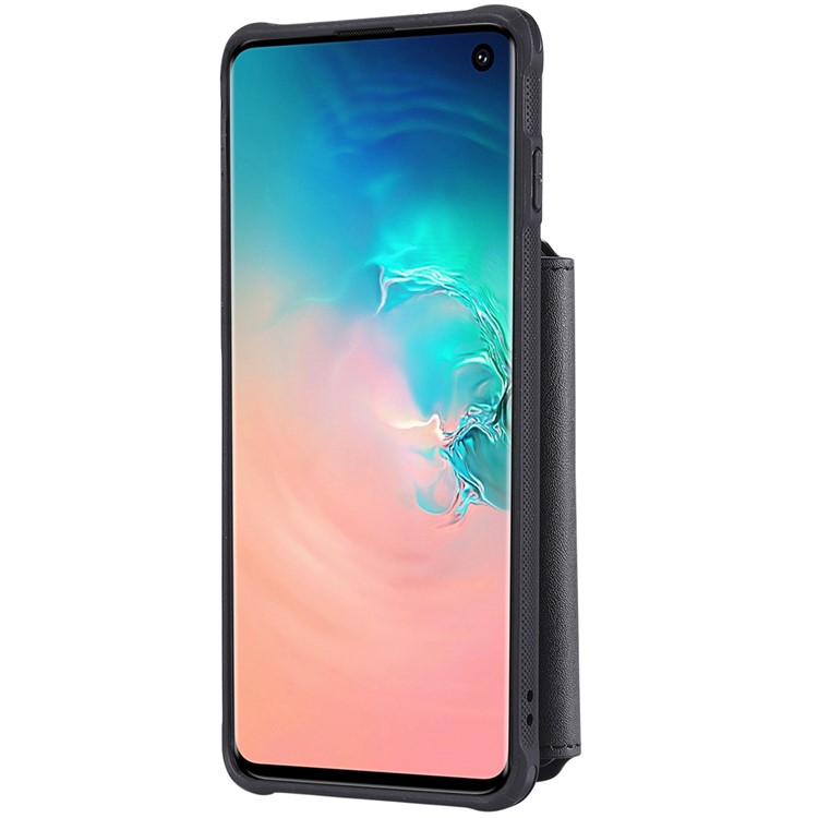 Multi-functional Zipper Wallet Leather Coated TPU Mobile Case for Samsung Galaxy S10 - Black-11