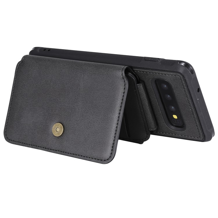 Multi-functional Zipper Wallet Leather Coated TPU Mobile Case for Samsung Galaxy S10 - Black-2