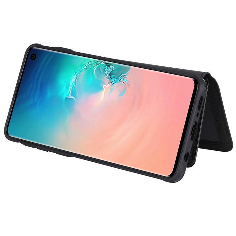 Multi-functional Zipper Wallet Leather Coated TPU Mobile Case for Samsung Galaxy S10 - Black-3