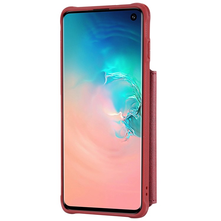 Multi-functional Zipper Wallet Leather Coated TPU Mobile Case for Samsung Galaxy S10 - Red-5