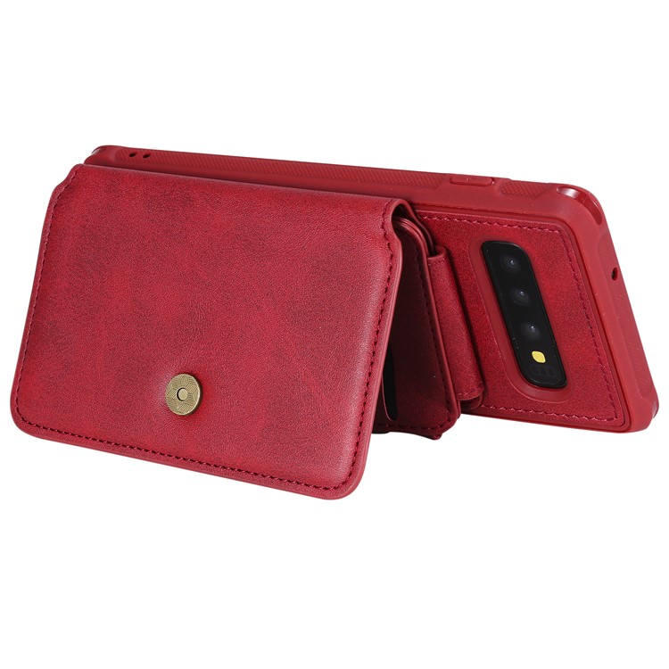 Multi-functional Zipper Wallet Leather Coated TPU Mobile Case for Samsung Galaxy S10 - Red-6