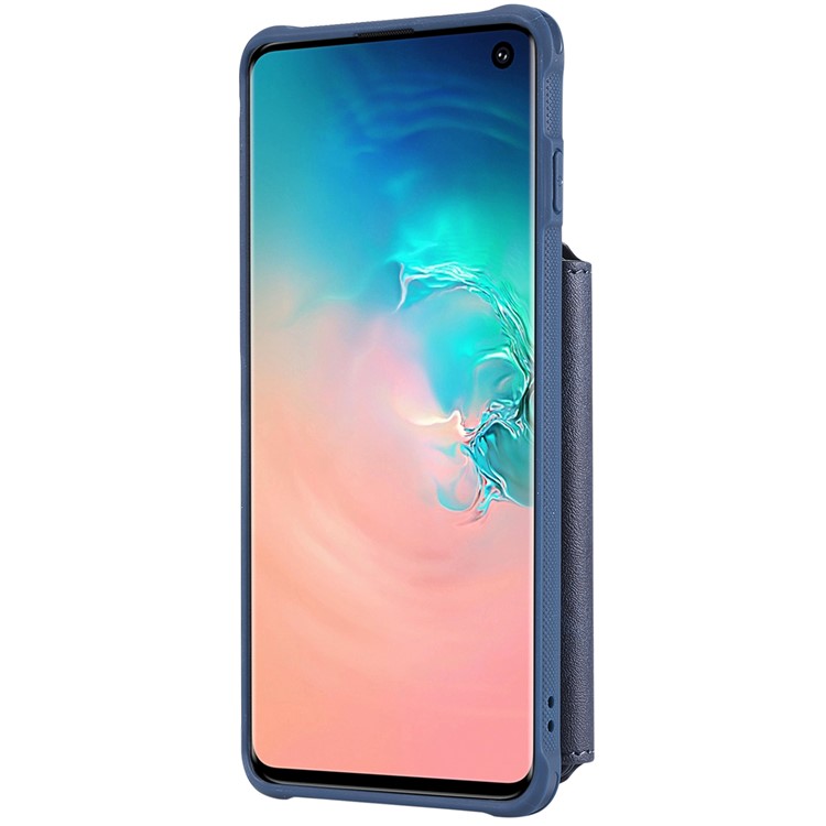 Multi-functional Zipper Wallet Leather Coated TPU Mobile Case for Samsung Galaxy S10 - Blue-5