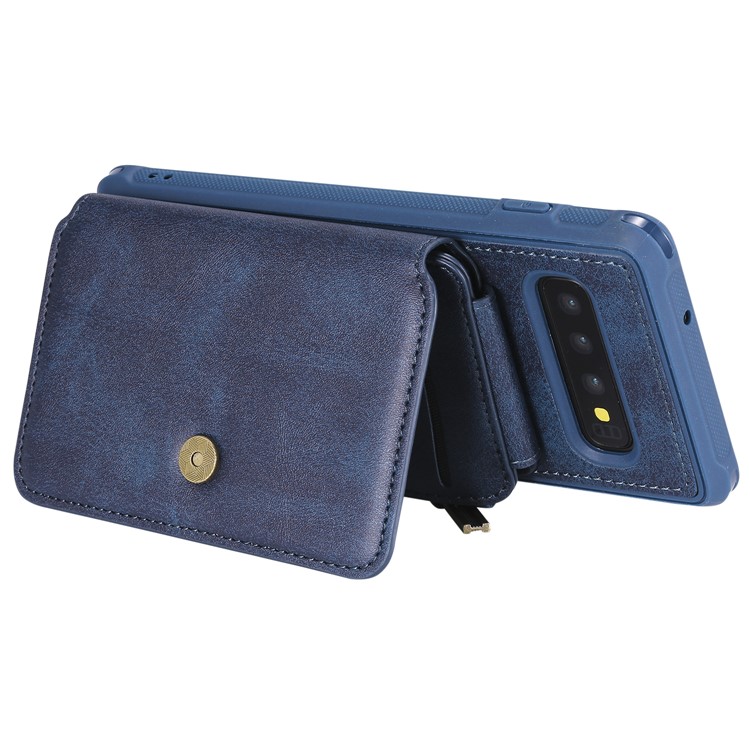 Multi-functional Zipper Wallet Leather Coated TPU Mobile Case for Samsung Galaxy S10 - Blue-6